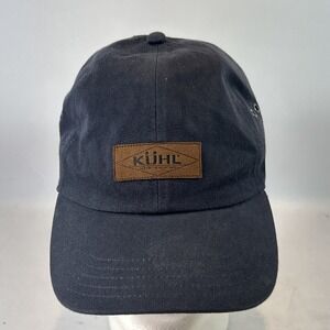 KUHL Throwback Hat Cap Strap Back Blue Adjustable Leather Patch Outdoor